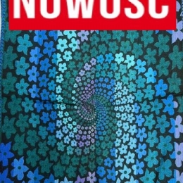 Elegancki granatowy szal z wełny z merynosów w kwiaty