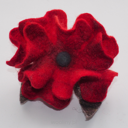 Broszka filcowa kwiat z wełny i jedwabiu