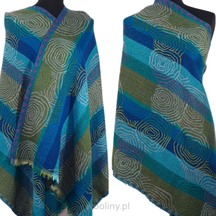 Damski szal wełniany merynosów w paski