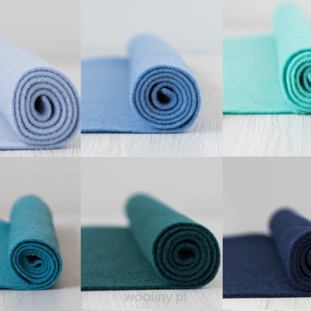 Filc wełniany 2mm Zestaw MORSKI 30x30cm 6 kolorów