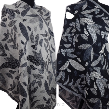 Damski męski szal dwustronny w liście z wełny z merynosów