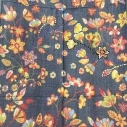 Damski szal kolorowy z wełny merino wyszywany w kwiaty