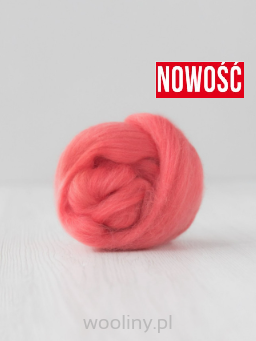 Wełna czesankowa 19mic KORALOWY merynos australijski 
