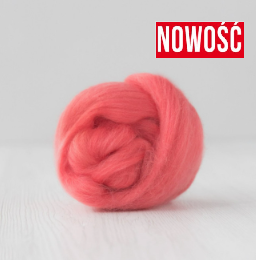 Wełna czesankowa 19mic KORALOWY merynos australijski 