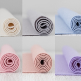 Filc wełniany 2mm Zestaw PASTELOWY 30x30cm 6 kolorów