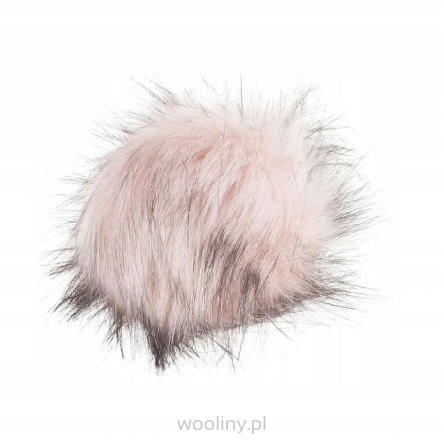 Pompon do czapki eko futra lis futrzany BRUDNY RÓŻ z ciemnymi końcówkami