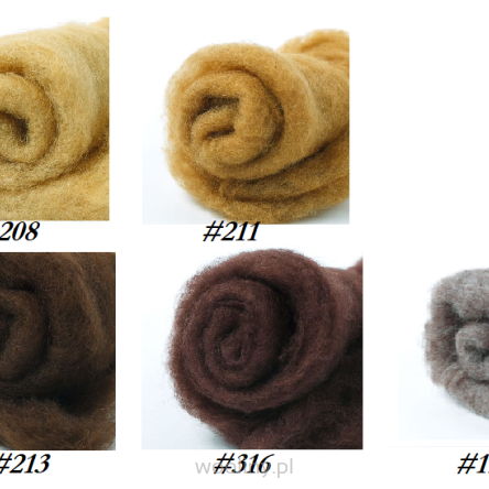 Wełna w błamie Zestaw Brązowy 7 kolorów do filcowania