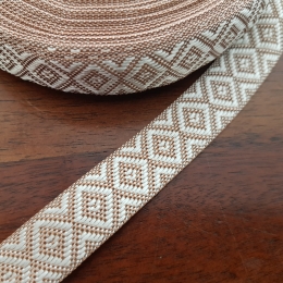 Tasiemka taśma żakardowa etno boho Złota jasny brąz