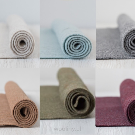 Filc wełniany 2mm Zestaw MELANŻ 30x30cm 6 kolorów