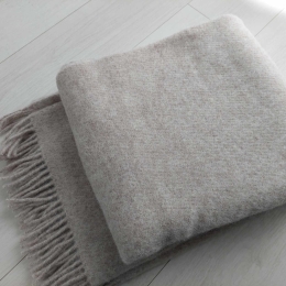 Wełniany pled narzuta koc z wełny merynosów 170x210cm MELANŻ BEŻOWY