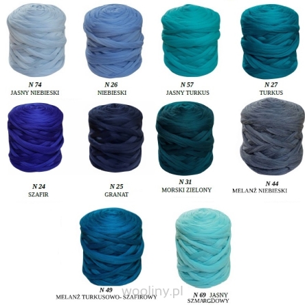 Wełna czesankowa polska ZESTAW BLUE 15 kolorów do filcowania
