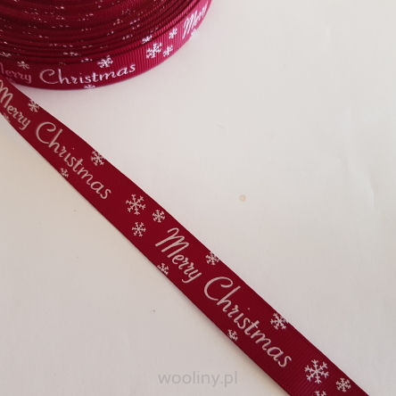 Tasiemka rypsowa taśma świąteczna 15mm Merry Christmas