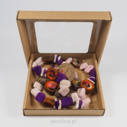 Filcowy koral naszyjnik Fioletowo-różowy melanż