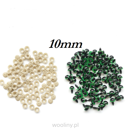 Zielone bezpieczne oczy 10mm 10par oczek plastykowych