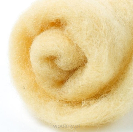 Pastelowa żółta wełna w błamie zgrzebna do filcowania na mokro i sucho