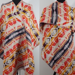 Damski szal dwustronny z wełny Jaka we wzory azteckie