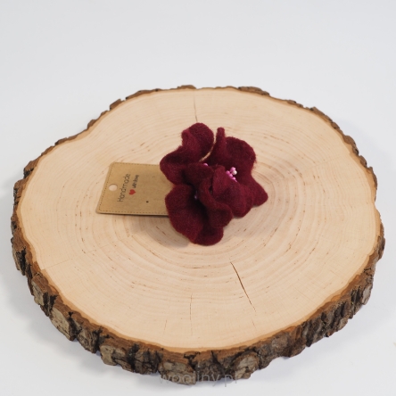 Damska broszka filcowa kwiat Bordowy