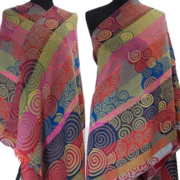 Damski szal z wełny merynosów kolorowy