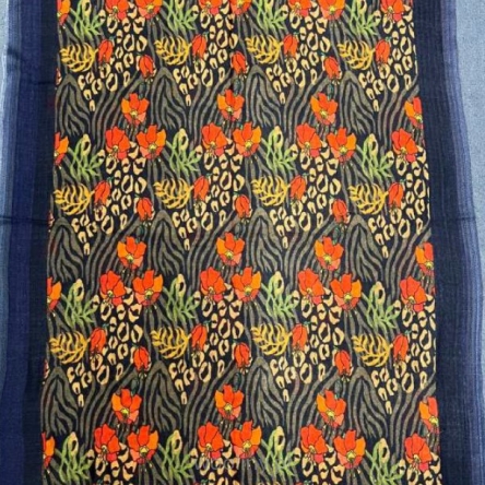 Damski szal kolorowy z wełny merino print kwiecisty