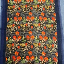 Damski szal kolorowy z wełny merino print kwiecisty