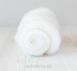 Wełna nowozelandzka w błamie do filcowania ŚNIEŻNA BIAŁA