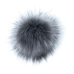 Pompon futrzany do czapki eko futro lis GRAFIT
