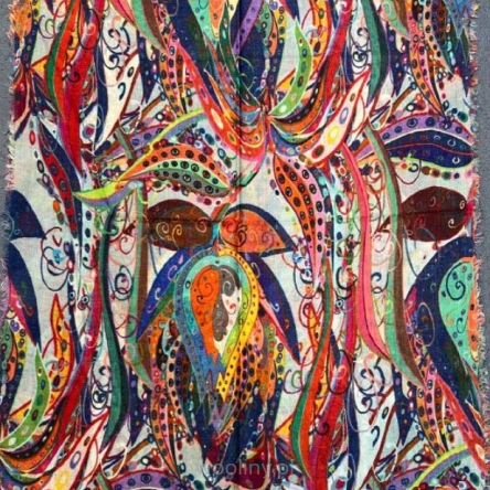 Damski szal kolorowy z wełny merino print