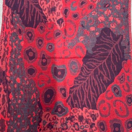 Damski szal ciepły z wełny merynosów Burgund wełniany