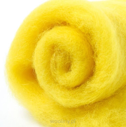 Wełna w błamie zgrzebna do filcowania na mokro i sucho, kolor Narcyz żółty