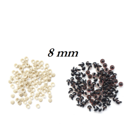 Brązowe bezpieczne oczka 8mm 10 par oczy plastykowych