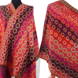 Wielokolorowy damski wełniany szal dwustronny merino