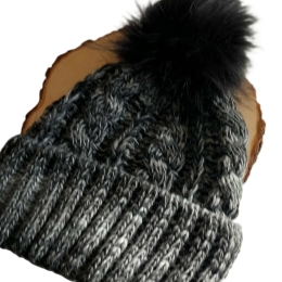 Ciepła czapka zimowa ALPAKA szary melanż
