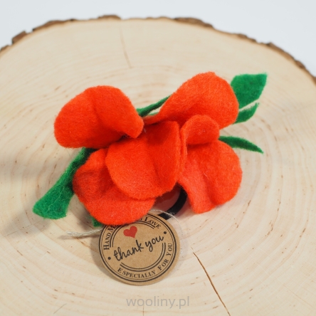 Filcowa kwiat pomarańczowy z gumką do włosów