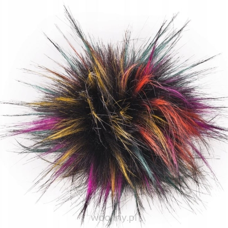 Pompon futrzany do czapki eko futro lis KOLOROWY