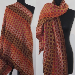 Damski wełniany merynos szal kolorowy Piksel