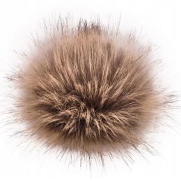 Pompon futrzany do czapki eko futro lis BRĄZOWY BEŻ