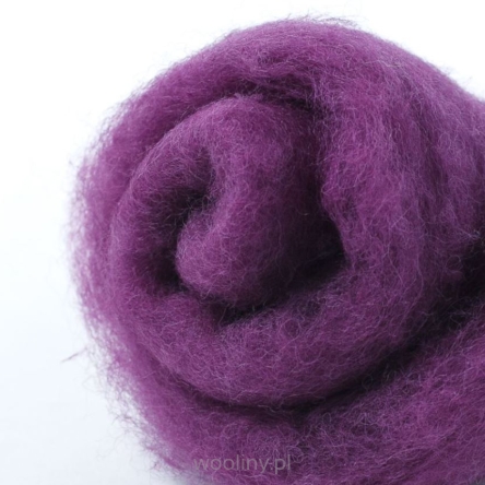 Liliowa wełna w błamie zgrzebna do filcowania na mokro i sucho