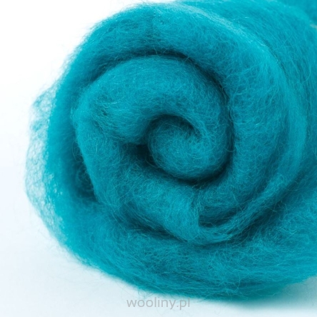 wełna w błamie zgrzebna do filcowania na mokro i sucho w kolorze morskiej zieleni