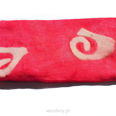 Szal jedwabny zdobiony filcem - czerwony