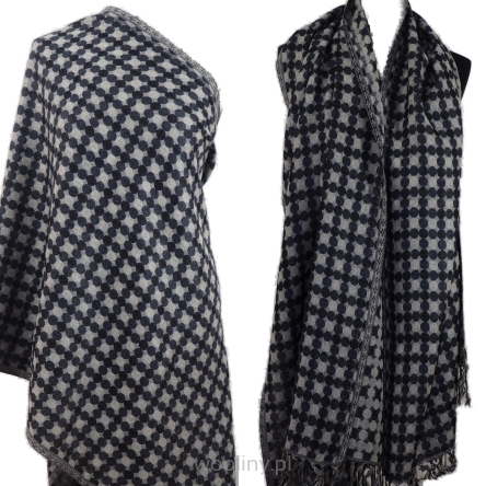 Damski męski szal wełniany merynos Piksel