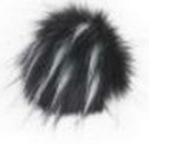 Pompon futrzany do czapki eko futro lis CZARNY SREBRNY